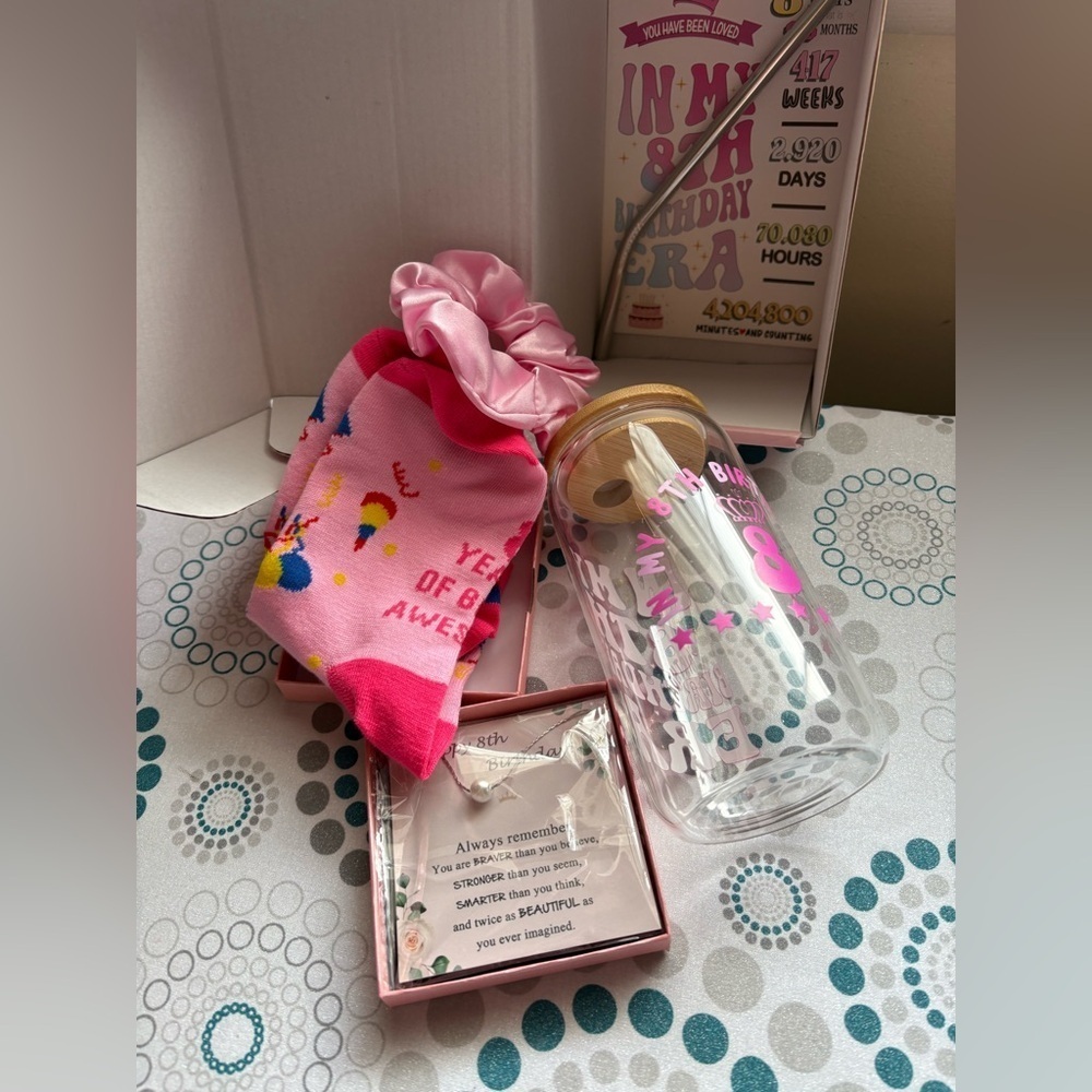 NIB- Fun Pink Happy Birthday 
Gift Set for Girls 
8 Birthday Gift Set